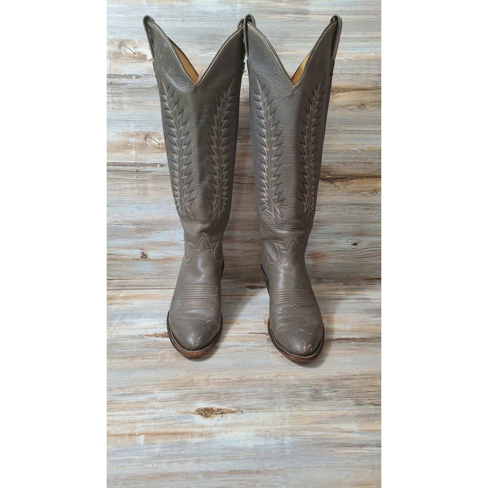 Tony Lama Vintage Grey Leather Western Cowgirl Boots 4050 Grey Womens 5.5 C